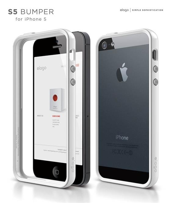 ELAGO S5 Bumper, rámeček pro iPhone 5S/5, bílý