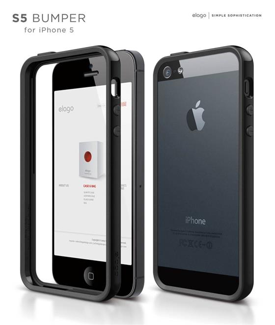 ELAGO S5 Bumper, rámeček pro iPhone 5S/5, černý