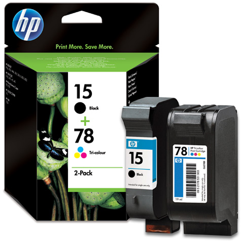 HP Ink Cart 2-Pack, C6615DE + C6578DE black/color, No. 15 + No. 78, 25/19ml, 603/450s (SA310AE)