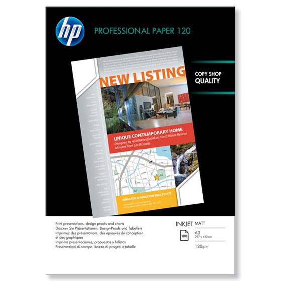 HP Professional Inkjet Paper,matt, A3, 100 listů,120 g/m2