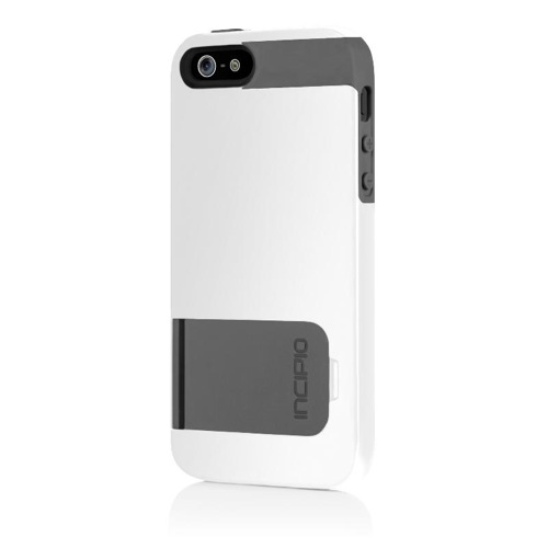 Incipio Kicksnap, plastové pouzdro se stojánkem + folie pro iPhone 5S/5 - bílo-šedé