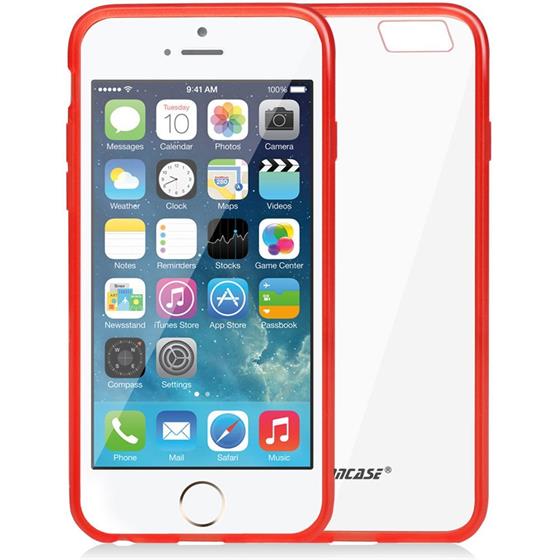 Jison Case, průhledný TPU obal pro iPhone 6, červený okraj