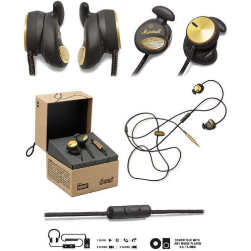 Marshall Minor - FX Black - kvalitní sluchátka do uší s ovládáním pro Apple