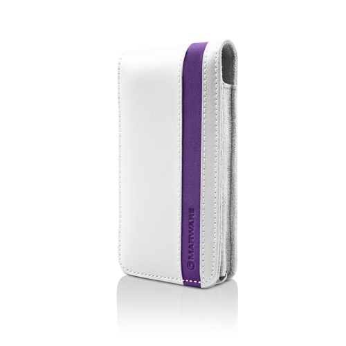 Marware Accent, kožené pouzdro pro iPhone 4, bílo-fialové