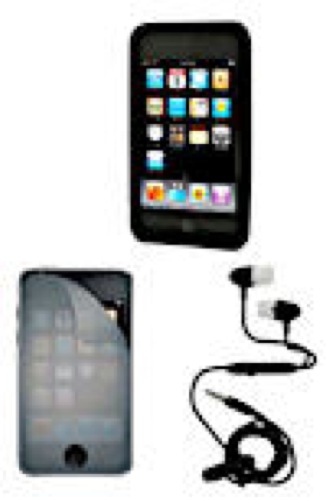 muvit Music Pack, sluchátka + silikonové pouzdro pro iPod touch 4G, černé