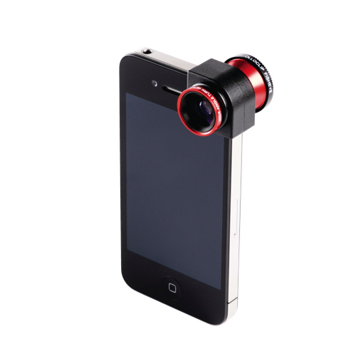 Olloclip pro iPhone 4/4S Wide-Angle/Fisheye/Macro Lens - Red/Black (3 objektivy v 1)