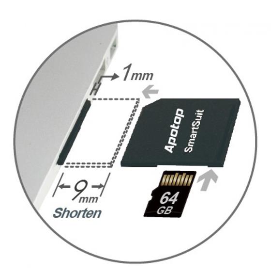 APOTOP Smartsuit, microSD adapter pro rozšíření paměti Macbooku - černý