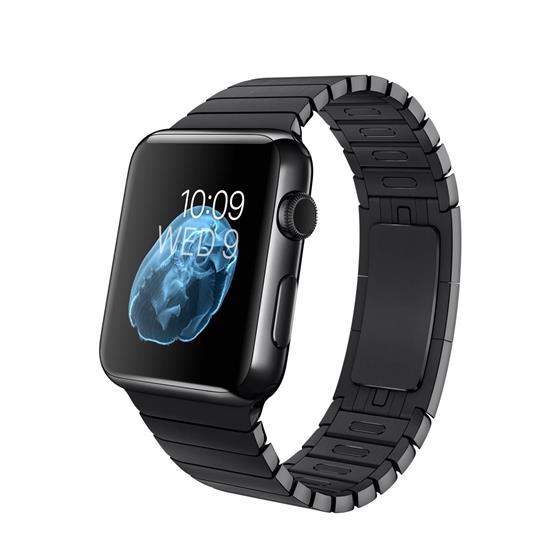 Apple Watch - pouzdro z vesmírně černé nerezové oceli s černým článkovým tahem - velikosti 38 a 42 mm