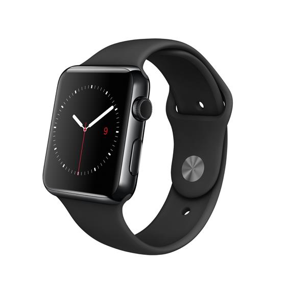 Apple Watch - pouzdro z vesmírně černé nerezové oceli s černým sportovním řemínkem - velikosti 38 a 42 mm