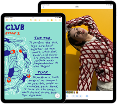 11palcový a 13palcový iPad vedle sebe. Je vidět jejich Liquid Retina displej.