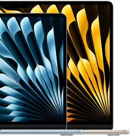 Dva MacBooky Air pro srovnání velikostí displejů s&nbsp;úhlopříčkou 13,6&nbsp;palce a&nbsp;15,3&nbsp;palce