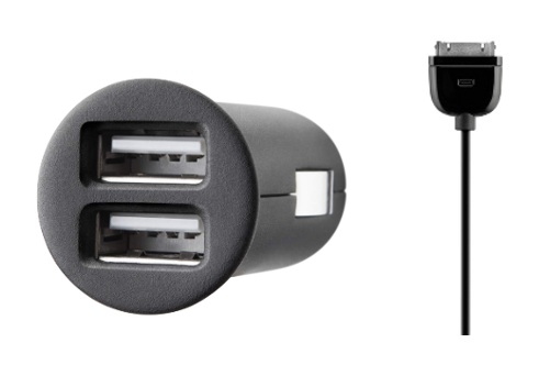 BELKIN dual USB mikro autonabíječka (2x1 A) s kabelem pro iPhone4/iPod
