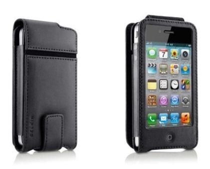 BELKIN Ochranné pouzdro kožené, černé pro iPhone 4/4S