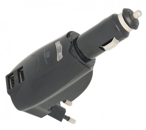 Emgeton síťový adaptér a CL autonabíječka, 2v1, 2xUSB