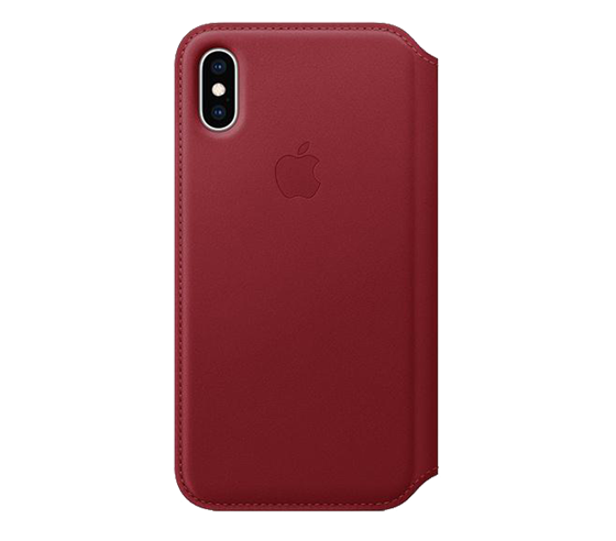 iPhone XS Leather Folio - (PRODUCT)RED - červené kožené pouzdro