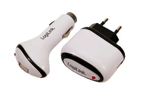 LogiLink 2 USB nabíječky - cestovní souprava do auta a zásuvky