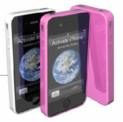muvit miniGel Glazy, 2 silikonová pouzdra pro iPhone 4 a 4S, fialové a bílé