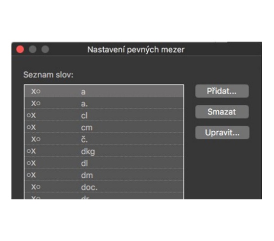 PEVNÉ MEZERY pro QuarkXPress 2020