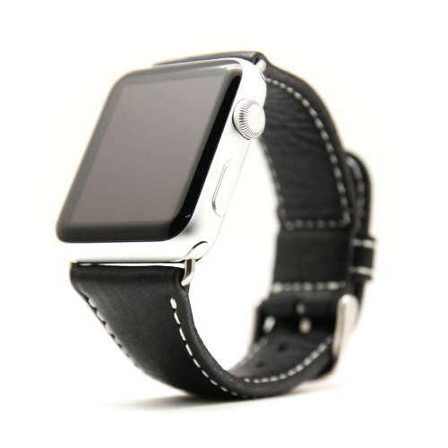 SLG D6, řemínek pro Apple Watch 42mm, černá kůže