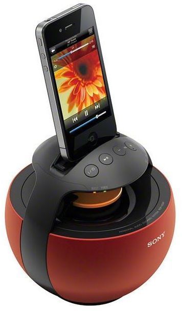 Sony dok. stanice RDP-V20IP s reproduktorem červená, přenosná pro iPhone 3 a 4/4S, iPod