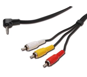 Video + Audio kabel, stereo 3.5mm 4 pinový - 3x CINCH RCA stíněný, M/M, 1,5m