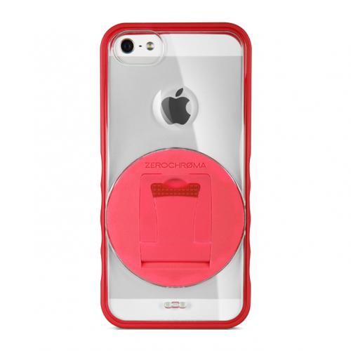 Zerochroma VarioClear, obal se stojánkem pro iPhone SE/5S/5, červeno-průhledný